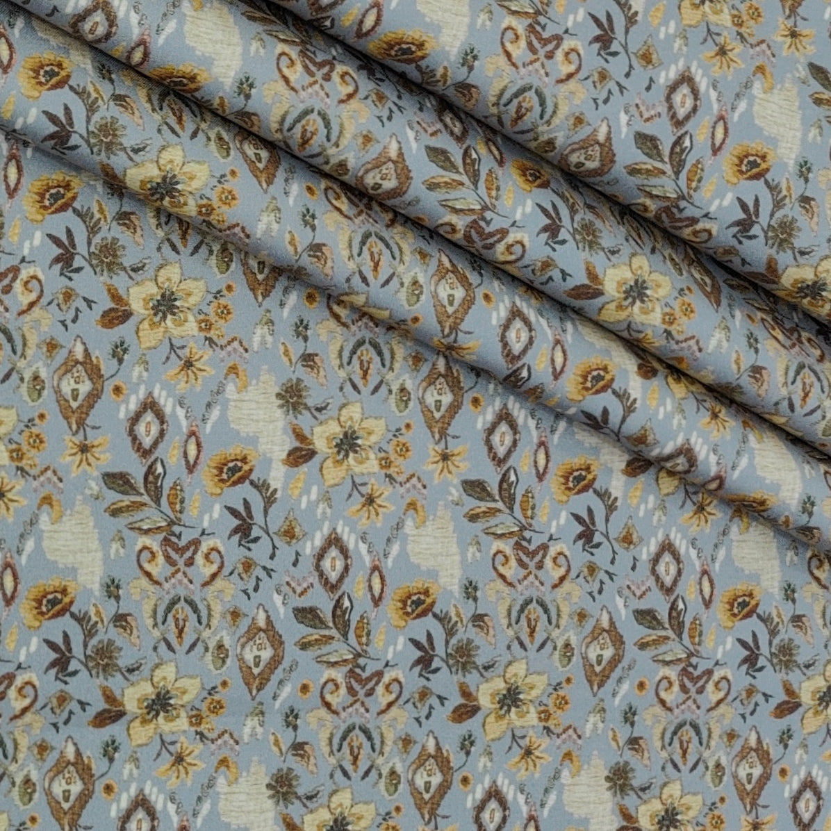 Shirt Fabric Soktas Finest 60s Giza Cotton Digital Print Colour Greyish Blue N Earthy Brown